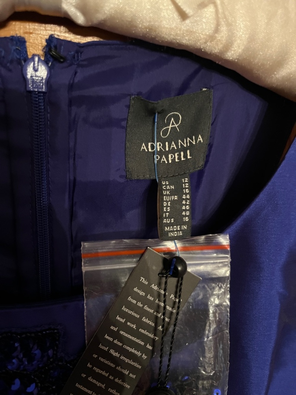 Adrianna Papell Bead Mikado High Low Dress In Ultra Blue Size 12 NWT - Picture 7 of 8